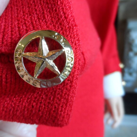 St. John Cruize Line Knit Red/Ivory Trim Skirt & Jacket Suit Size 8 - Picture 10 of 16